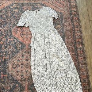 White and blue flower maxi dress